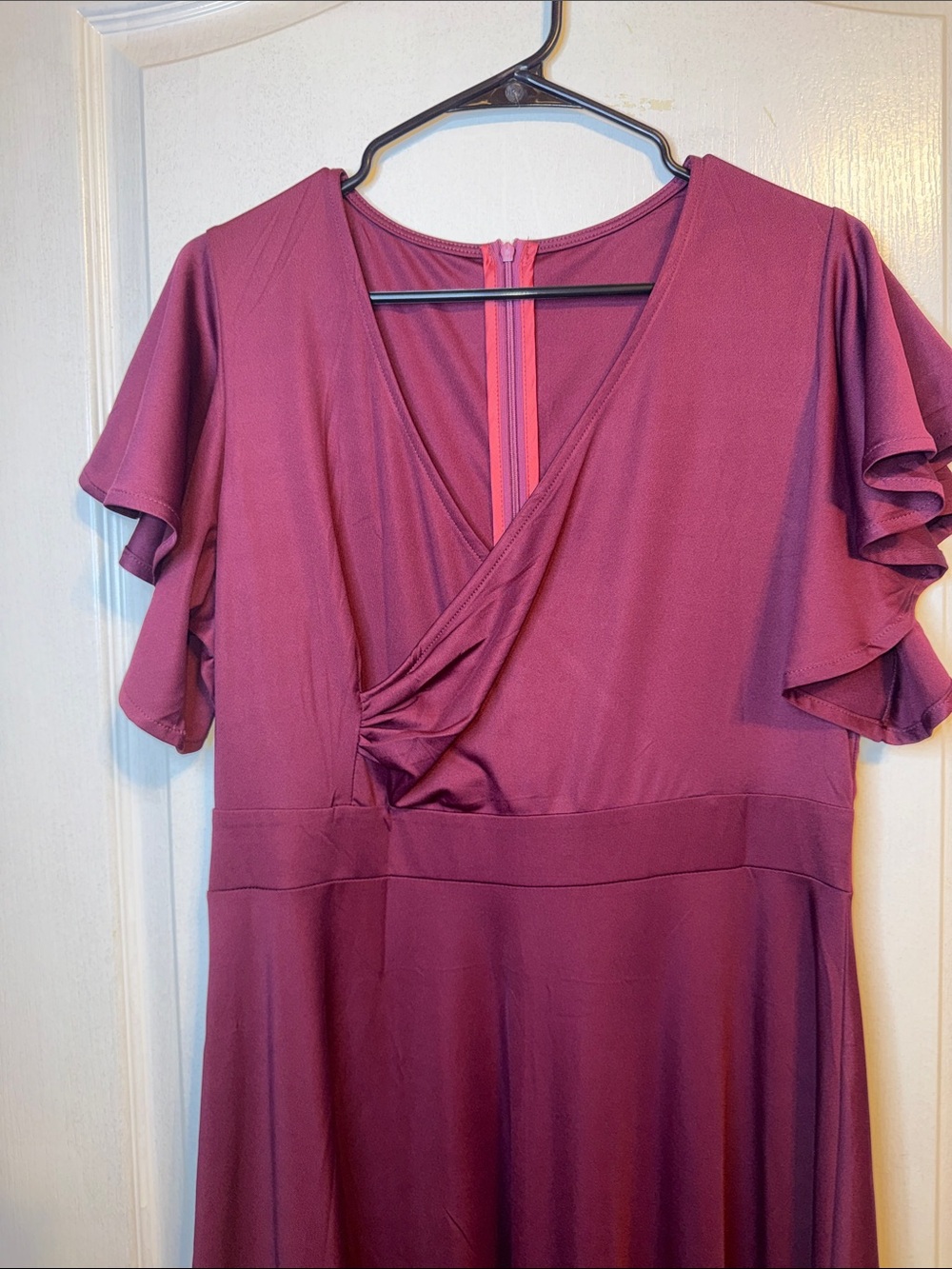 Source Unknown Plum Wrap-Style Midi Dress